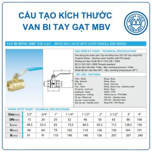 Cấu tạo kích thước Van bi đồng MBV
