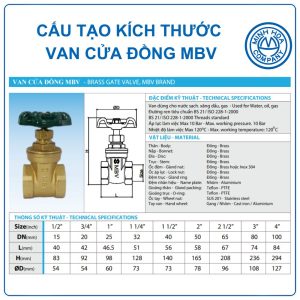 Cấu tạo kích thước Van cửa đồng MBV
