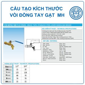 Cấu tạo kích thước Vòi đồng tay gạt inox MH